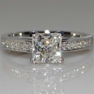 925  Silver Square Zircon Crystal Ring Womens Wedding Engagement Rings