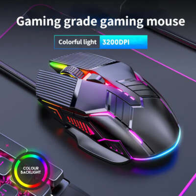 3200DPI Ergonomic Wired Gaming Mouse USB Mouse Gaming RGB Mause Gamer Mouse 6