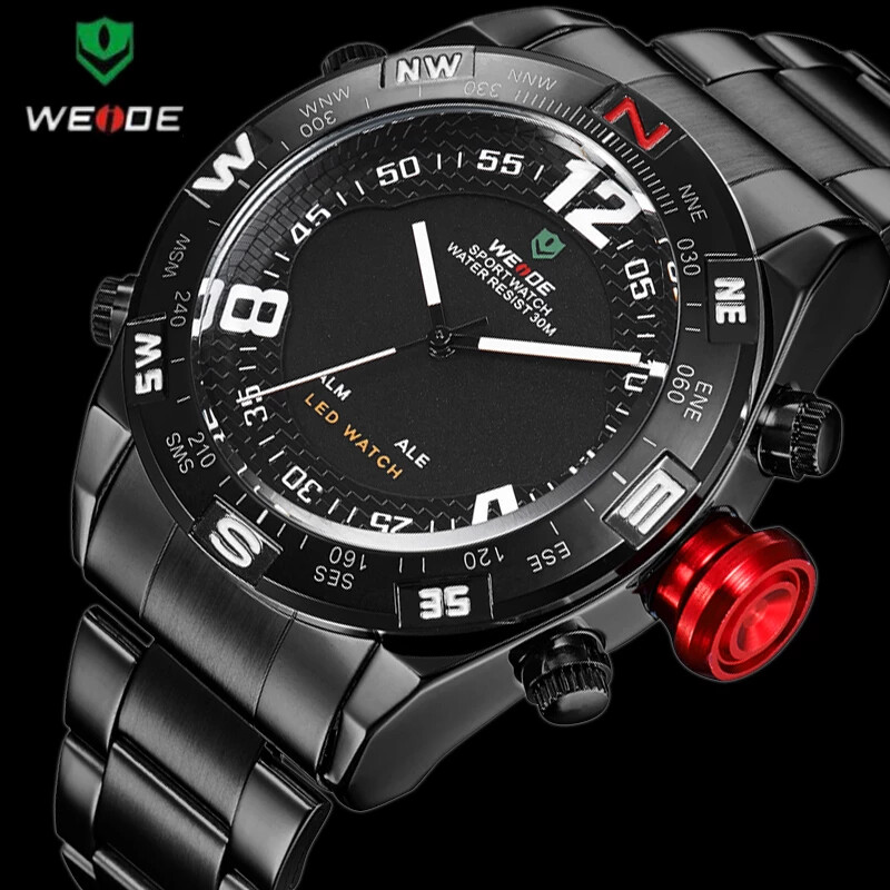 Weide Orologio Da Polso Uomo Militare Analogico E Digitale Led Nero Bianco lac