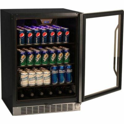 Compact 184 Can Built-In Beverage Center, Stainless Steel Commercial Size Fridge