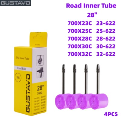 GUSTAVO TPU Road Bike Inner Tube 700x23-32C Bicycle  French Valve 45/65/85MM