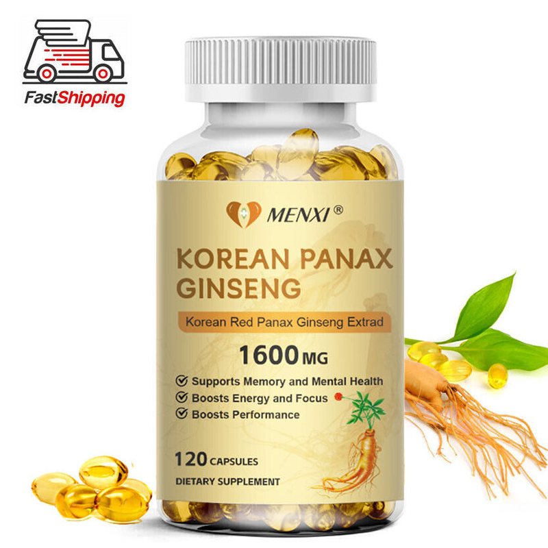 Korean Red Panax Ginseng 1600mg - 120 Capsules - High Strength NON-GMO