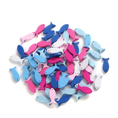 50Pc 30mm Assorted Extra Large Fish Beads For Jewelry Making, Colored Wood Beads