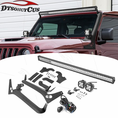 For 18-23 Jeep Wrangler JL 50" LED Light Bar+40W Pods+Pillar Mount Brackets,Wire