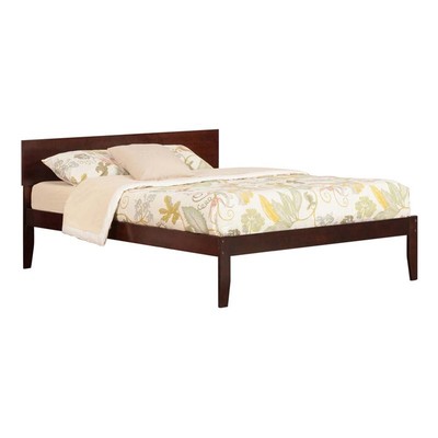 AFI Orlando Queen Solid Wood Platform Bed with USB Charger in Walnut