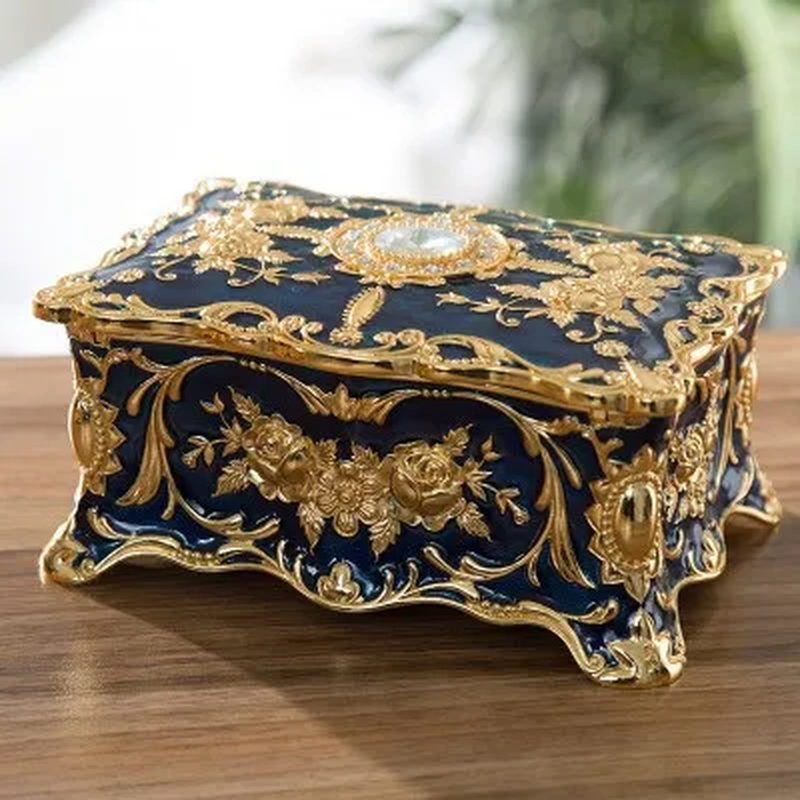 Metal Crafts European Style Retro Jewelry Box Creative High-End Ring Necklace Small Storage Box Gift