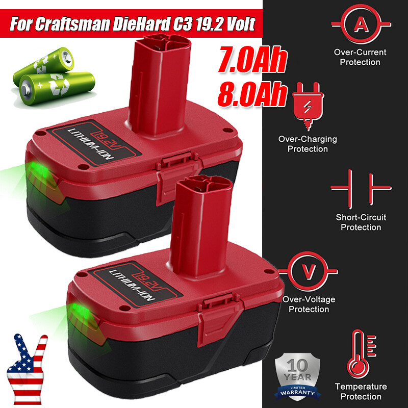1-2 Pack 8.0Ah for Craftsman 19.2V 11375 Battery C3 DieHard 130279005 130279003