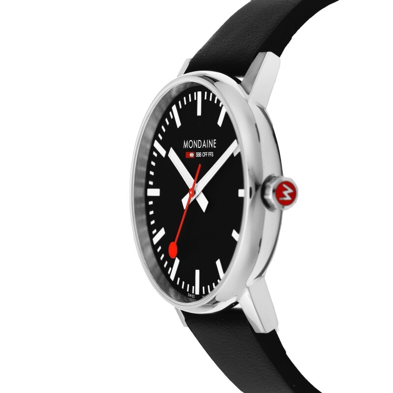 Pre-owned Mondaine Railway Evo2 Quartz Watch For Men 43mm 3atm Leather Band Made In Swiss