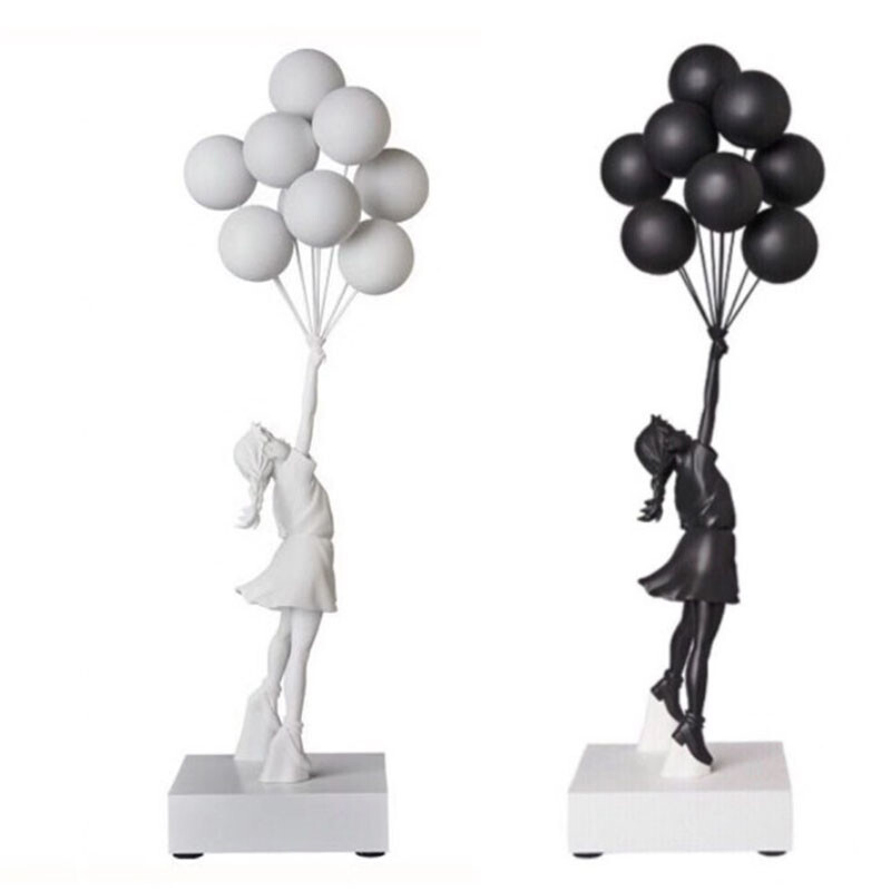 BANKSY Flying Balloons Girl Ceramics Art Statue Sculpture