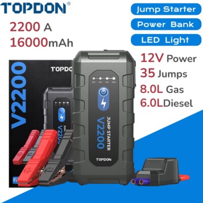  2024 Newest TOPDON Booster 12V Safe Protection Lithium Pro Jump Starter