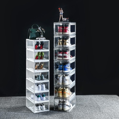 Magnetic Shoe Acrylic Storage Boxes Clear  Front Open Sneaker Organizer 