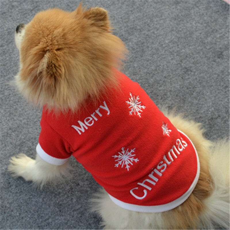 Christmas Pet Dog Fleece Winter Warm Jumper Jacket Coat Sweater Puppy Cat Top US
