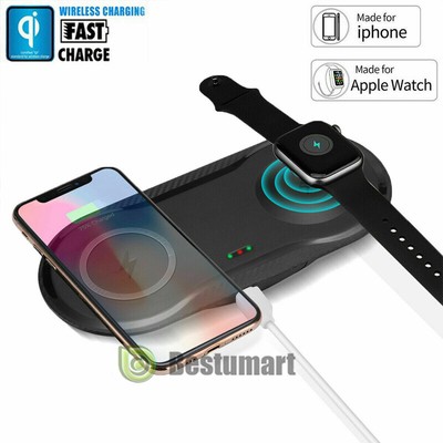 2In1 Fast Wireless Charger Charging Dock Pad For iWatch iPhone 14 Pro 13 11 X