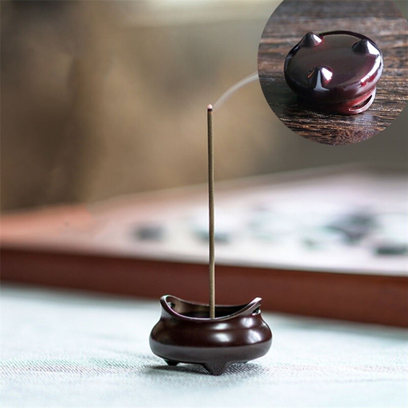 Mini Brass Incense Burner Stick Holder Buddhist Ash Catcher Spa Meditation