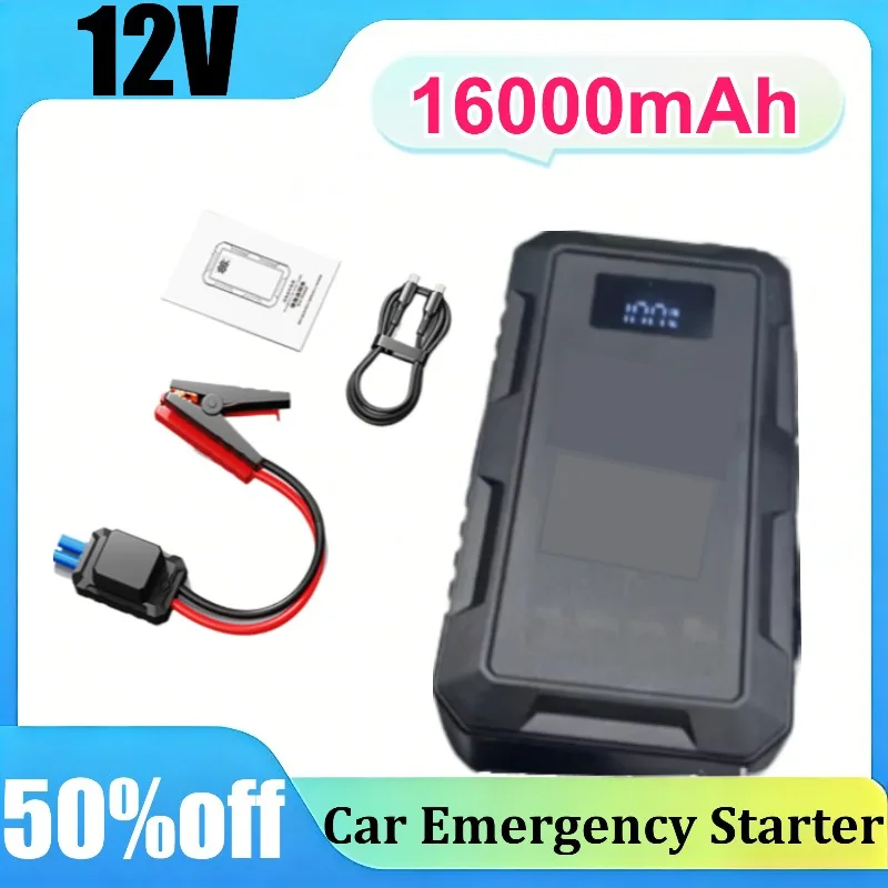 12V 16000mAh Car Jump Starter Emergency Starting Device Portable Battery Booster