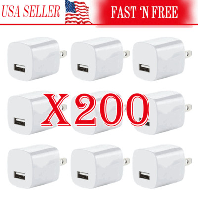 White 1A USB Power Adapter AC Home Wall Charger US Plug FOR iPhone 5 6 7 8 LOT