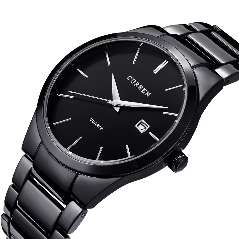 black  Top Brand Business Men Male Luxury Watch Casual Full steel Calendar Wrist