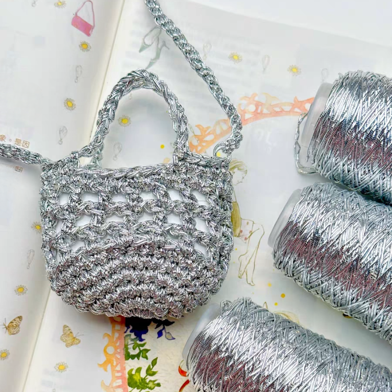 200g Sparkling Metallic Crochet Yarn 1mm Shiny Woven Wire Kniting Thread Sewing