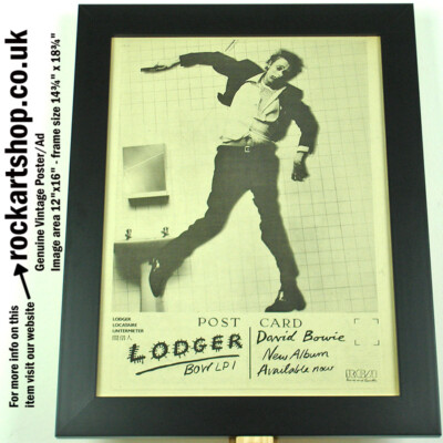 DAVID BOWIE Lodger 1979 Poster Ad FRAMED Brian Eno Tony Visconti *WORLD SHIP