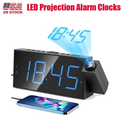 SDT 180° Rotatable LED Digital Projection Alarm Clocks M Radio, RED DISPLAY US