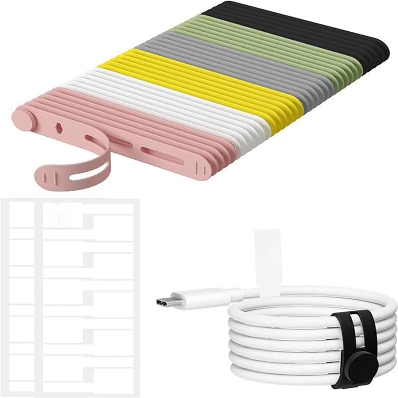 30Pcs Cable Labels and Silicone Cable Ties Value Cable Set,30 Silicone Cord Ties
