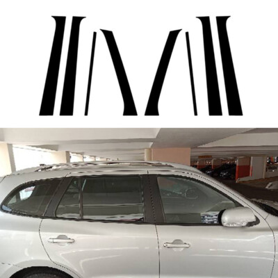 8pcs Gloss Black Pillar Posts Door Trim Cover For Hyundai Santa FE 2007- 2012