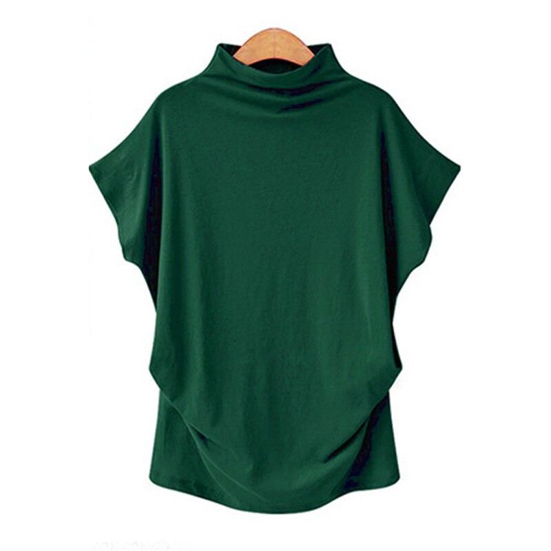 Ladies Sweatshirt Blouse Womens High Neck Loose Tops Mock Neck Batwing T-Shirt