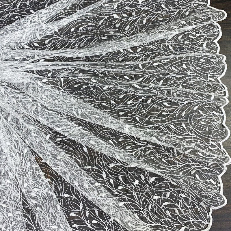 Mesh Flower Embroidered Lace Fabric Sheer for Wedding Evening Dress Skirts Craft