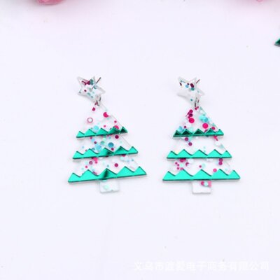 Fashion Christmas Xmas Tree Acrylic Earrings Stud Drop Dangle Women Jewellery
