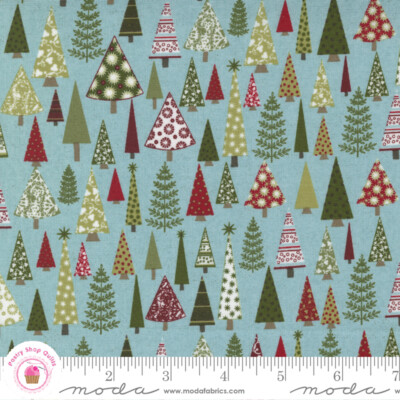 Moda PEPPERMINT BARK 30692 15 Aqua Blue Trees BASIC GREY Quilt Fabric CHRISTMAS