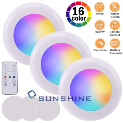 Luces LED inalámbricas de disco funciona con pilas luz táctil luces adhesivas