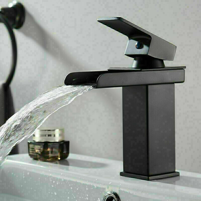 Solid Black Basin Tall Tap Bathroom High Rise Bath Sink Mono Mixer Tap Faucet