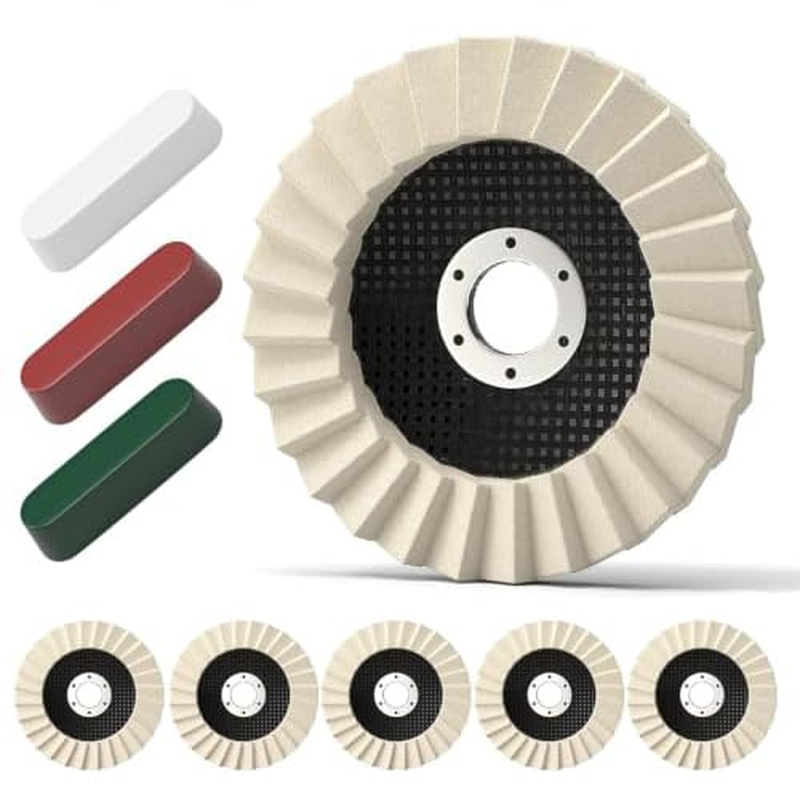 9PCS Wool Felt Polishing Disc & Polishing Compounds Set, 4-1/2" X 7/8" Thicken A