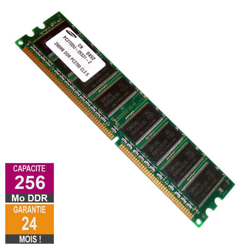 Barrette MÃ©Moire 256mo Ram Ddr Samsung M368l3223dtm-Cb3 Dimm Pc-2700u