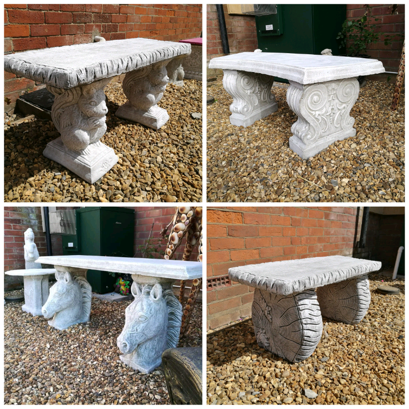 Stunning stone concrete garden benches available | in 