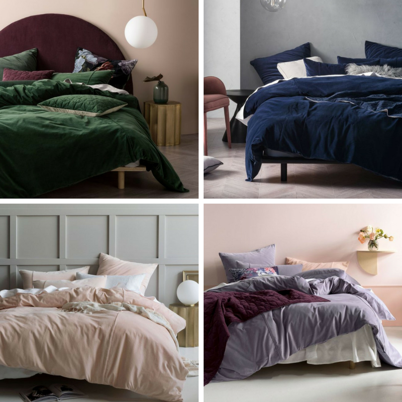 New Linen House Deluxe Velvet Quilt Cover Set Range Ivy Lavender