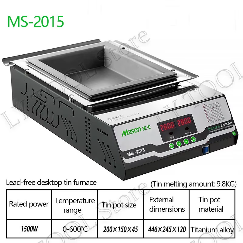 MS-2015 Lead-free solder pot Smart Digital display 1500w melt tin 9.8KG tempera