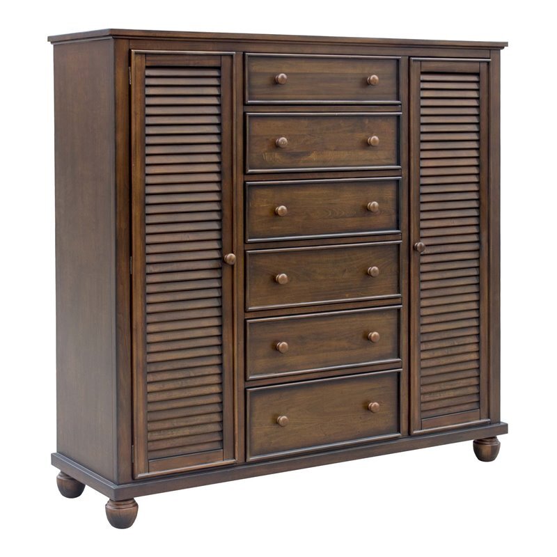 Sunset Trading Shutter Coastal Bahama Wood Armoire in Tropical Walnut