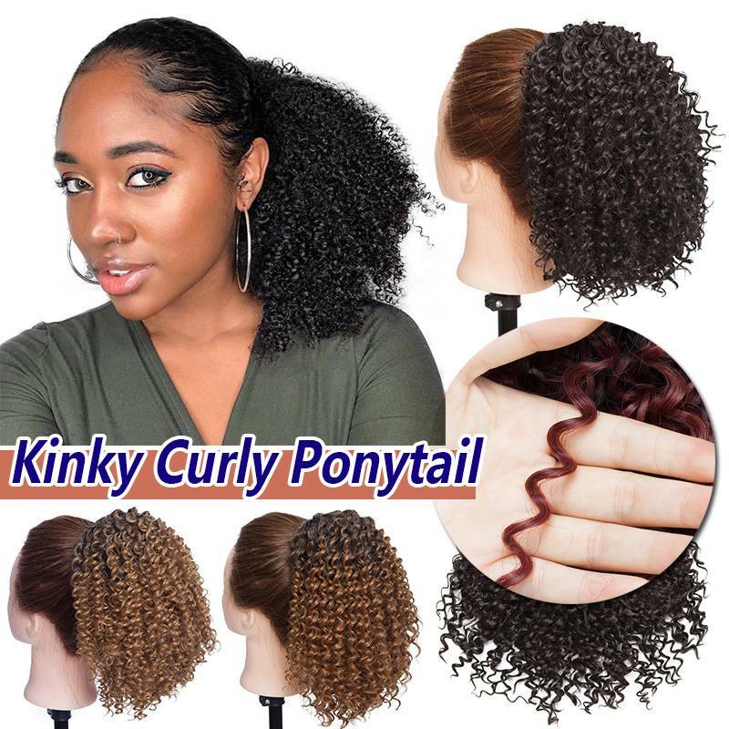 Uk Kinky Curly Marley Bob Ponytail Pony Tail Clip In Black Brown
