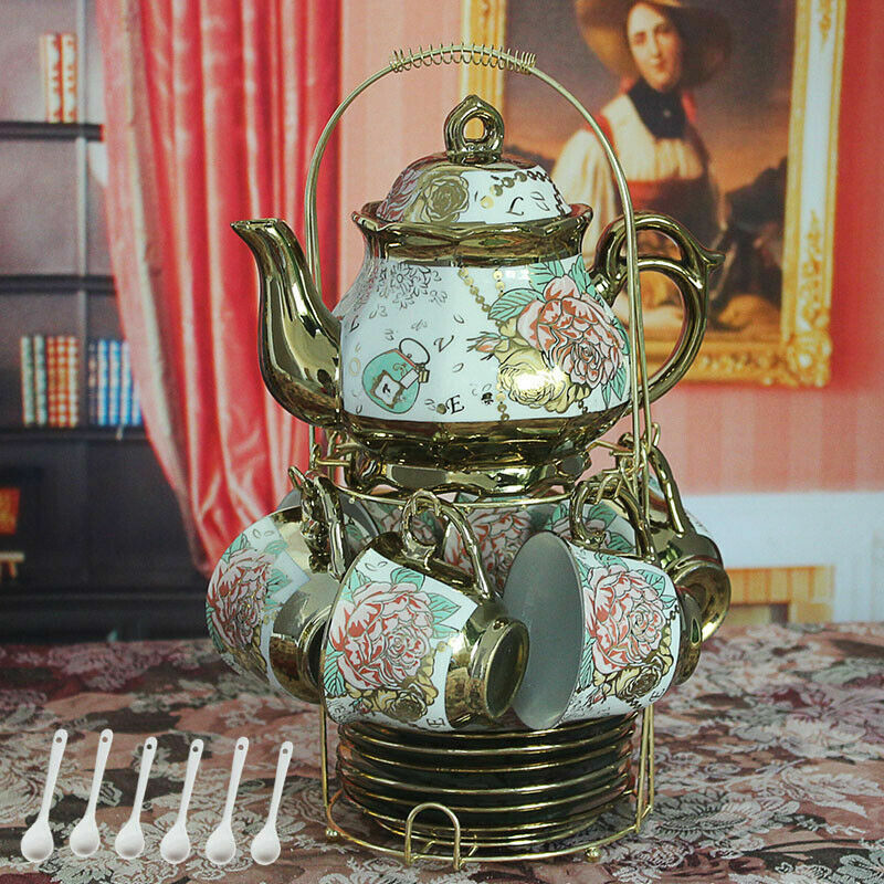 13 Piece Royal Tea Set European Vintage Ceramic Tea Set Household Cups