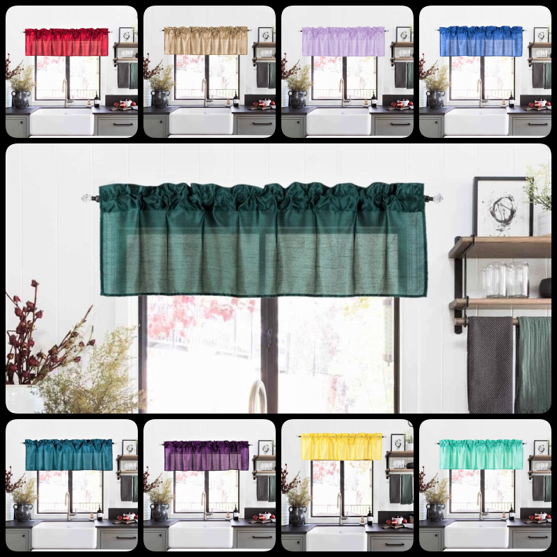 1PC S18 STRAIGHT VALANCE WINDOW CURTAIN DRAPE DOUBLE SOLID COLOR 55" W X 18" L