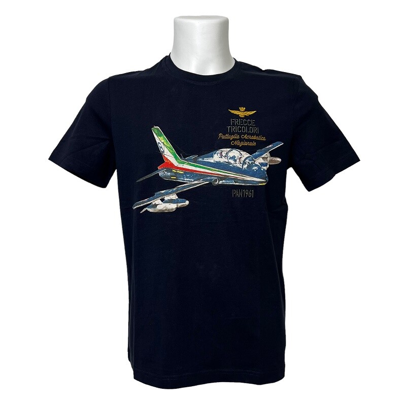 

Мужская футболка Aeronautica Militare TS2080 Темно-синяя пилот Триколор Стрелки, Синий