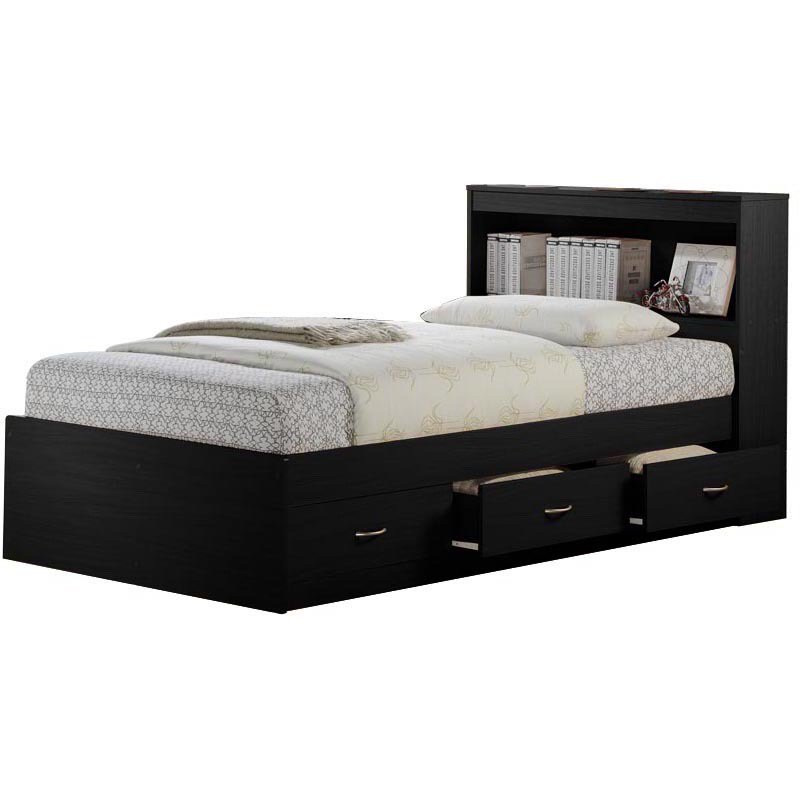 With 3-drawer Storage And Headboard Black, White, Brown, Pink