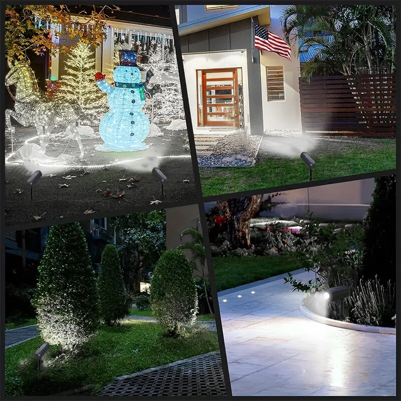 4X Bright Solar Powered LED Spotlight Waterproof Outdoor Yard Garden Spot Lights