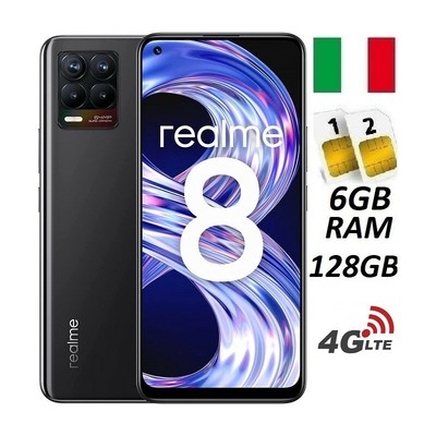REALME 8 4G/LTE DUAL SIM 128GB 6GB RAM CYBER BLACK GARANZIA ITALIA NO BRAND
