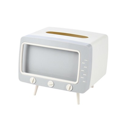 Creative TV Tissue Box Organizer With Mobile Phone Holder Desktop Paper Holder