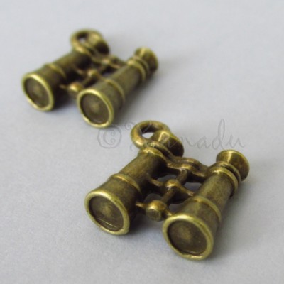 Binocular Charms - 15mm Antiqued Bronze Travel Pendants C5668 - 5, 10 Or 20PCs