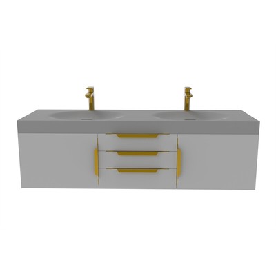 Thames 60'' W x 19'' D x 17.75'' H Wall-Mounted Double Bathroom Gray Vanity