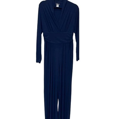 Venus Navy Blue wide pant leg romper medium 