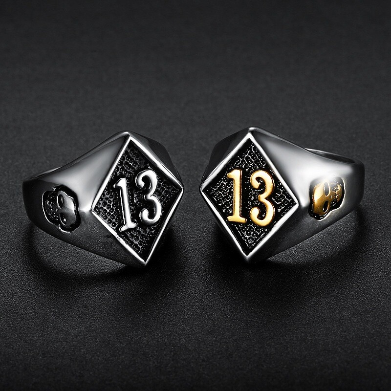 Lucky Number Stainless Steel Punk Biker Gothic Number 13